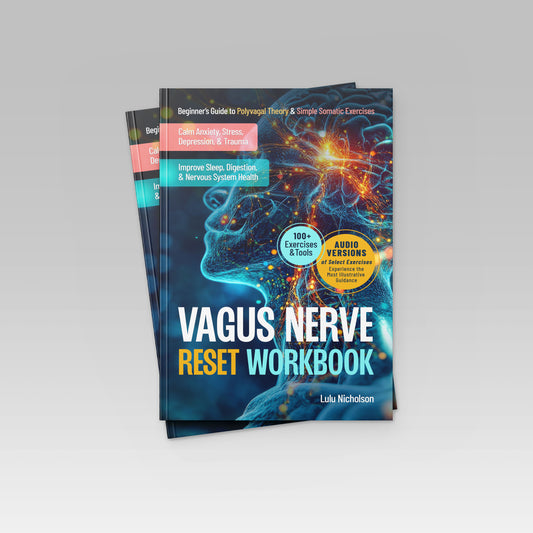 Front cover of “Vagus Nerve Reset Workbook” by Lulu Nicholson — a self-help guide for stress relief and nervous system healing