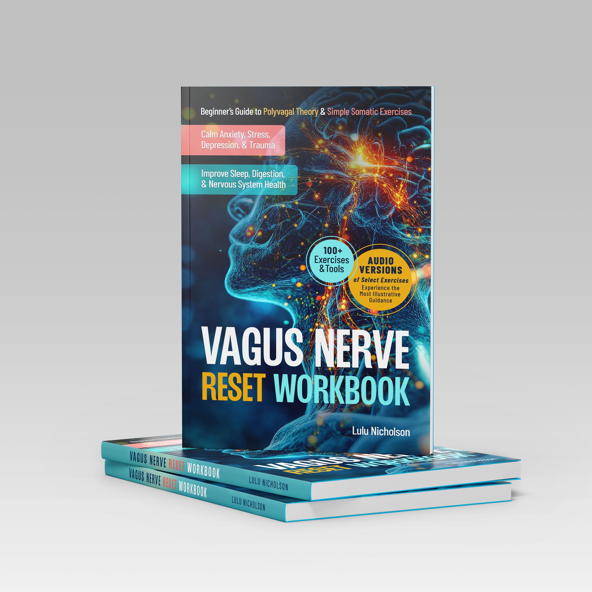 Front cover of “Vagus Nerve Reset Workbook” by Lulu Nicholson — a self-help guide for stress relief and nervous system healing