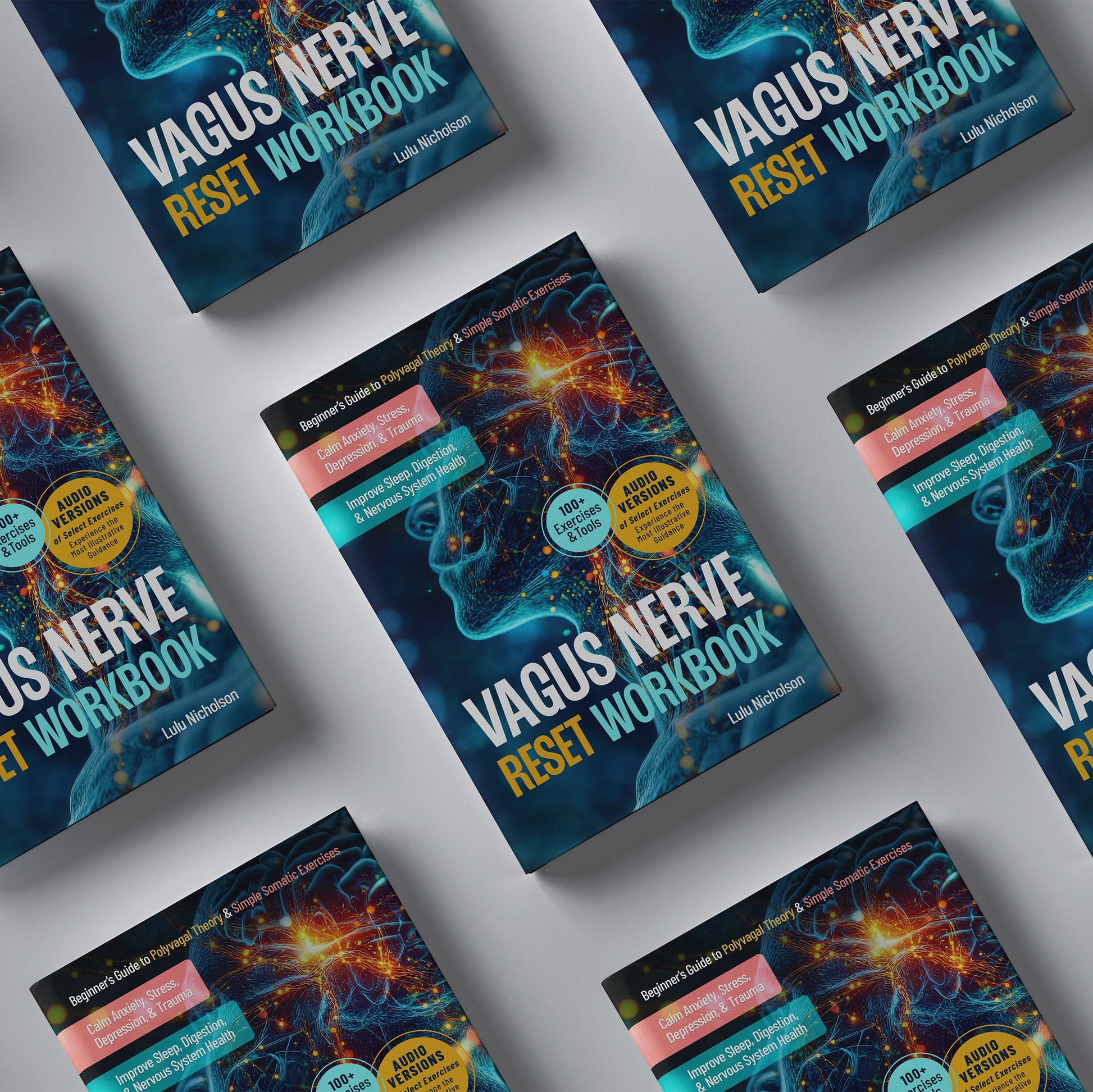 Front cover of “Vagus Nerve Reset Workbook” by Lulu Nicholson — a self-help guide for stress relief and nervous system healing