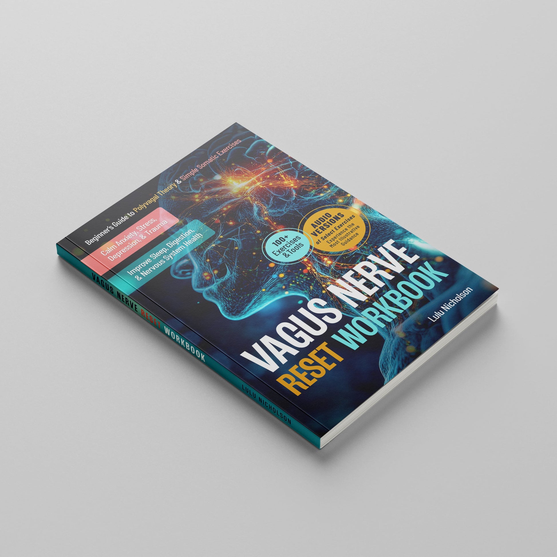 Front cover of “Vagus Nerve Reset Workbook” by Lulu Nicholson — a self-help guide for stress relief and nervous system healing