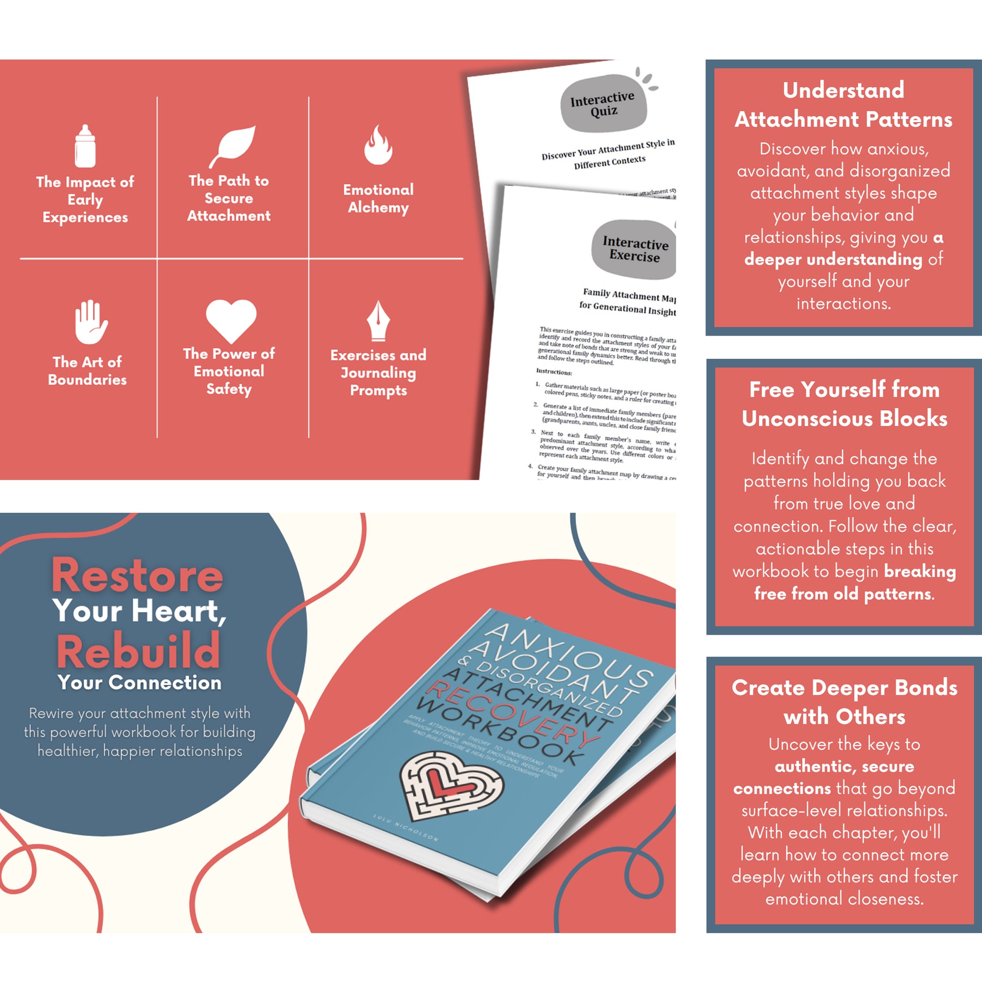 Description of “Anxious, Avoidant & Disorganized Attachment Recovery Workbook” by Lulu Nicholson — a relationship self-help book for healing attachment wounds