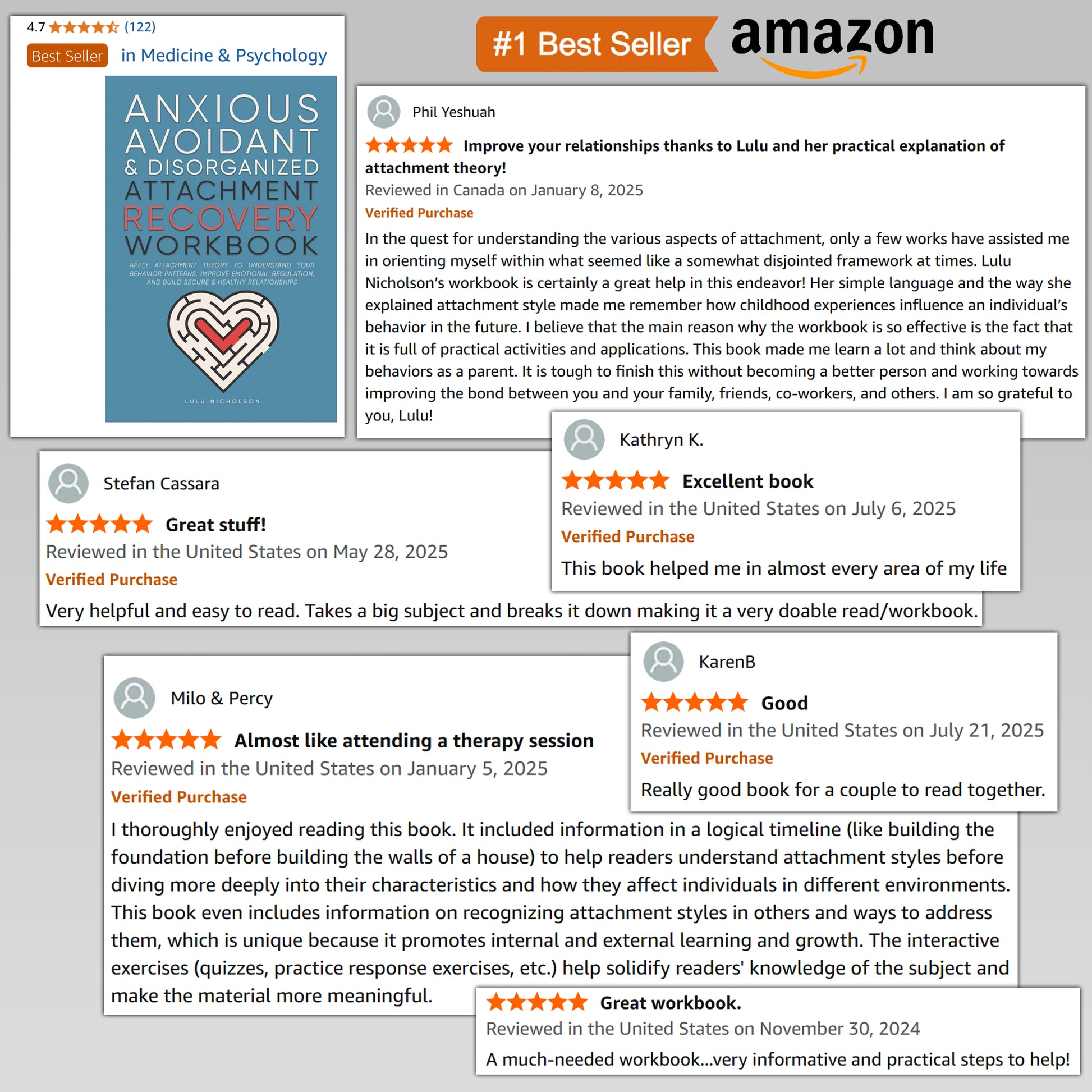 Reviews for “Anxious, Avoidant & Disorganized Attachment Recovery Workbook” by Lulu Nicholson — a relationship self-help book for healing attachment wounds