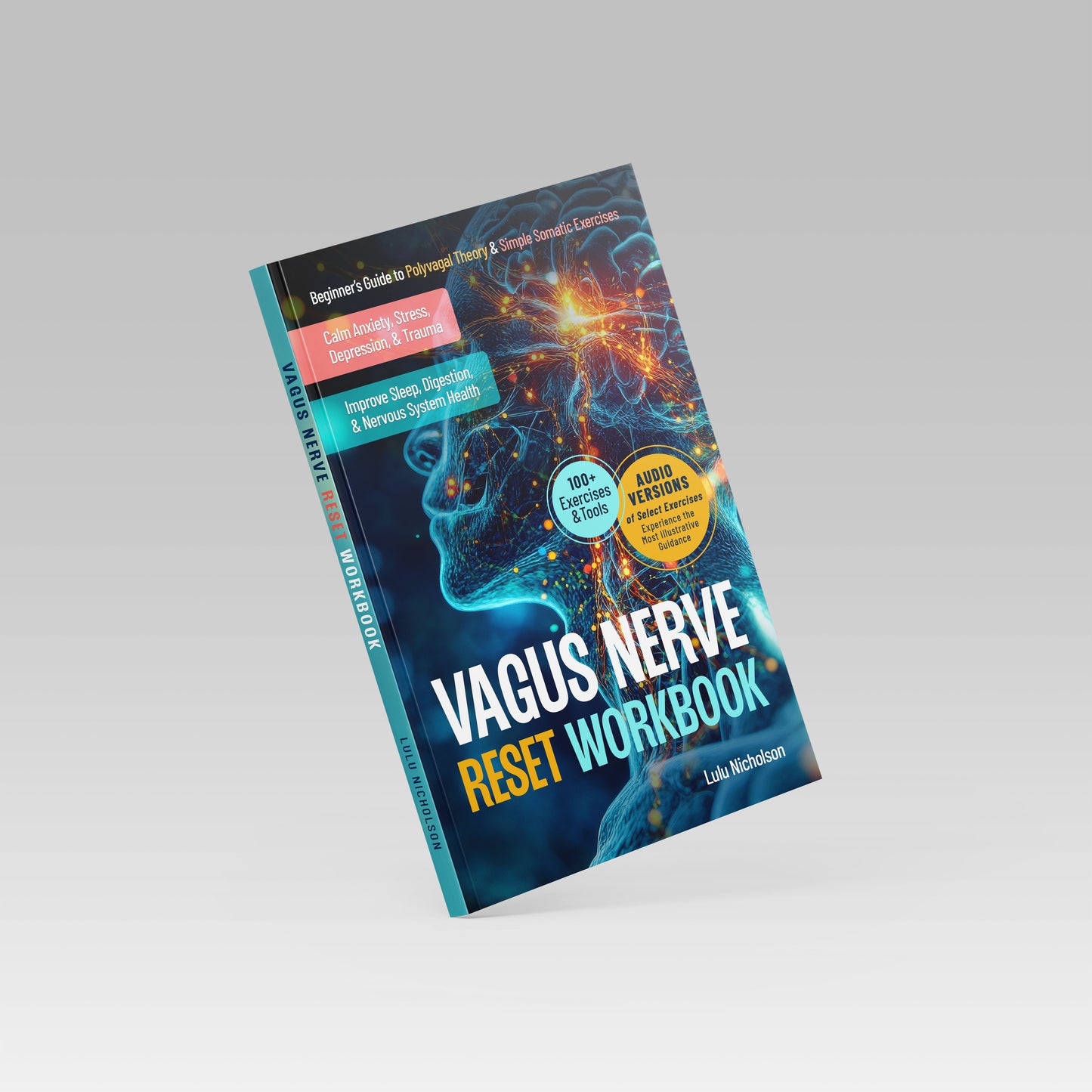 Front cover of “Vagus Nerve Reset Workbook” by Lulu Nicholson — a self-help guide for stress relief and nervous system healing