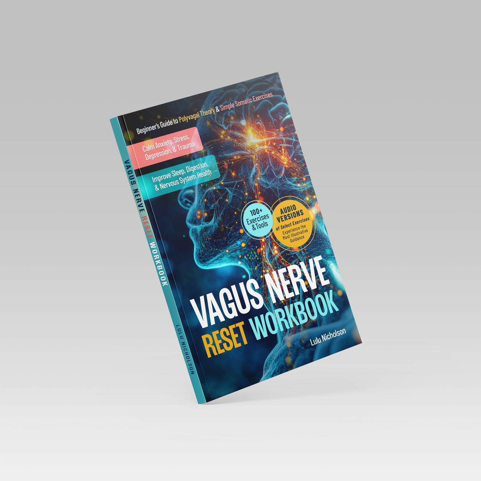 Front cover of “Vagus Nerve Reset Workbook” by Lulu Nicholson — a self-help guide for stress relief and nervous system healing